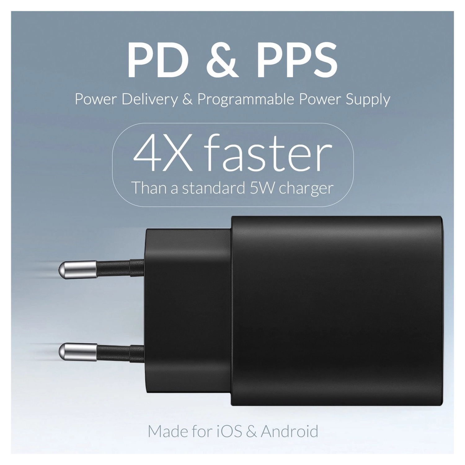 Mobilize 25W Power Delivery / PPS Charge USB-A en USB-C Adapter Zwart afbeelding 5