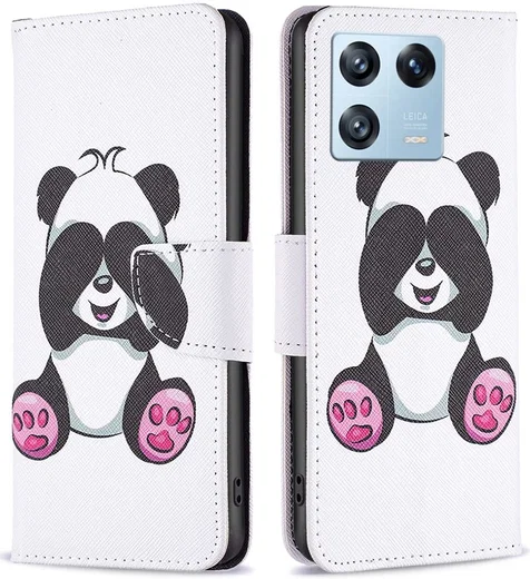 Xiaomi 13 Pro Hoesje Portemonnee Book Case Panda Print afbeelding 1