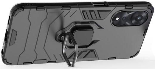 Oppo A58 5G / A78 5G Hoesje met Magnetische Kickstand Ring Zwart afbeelding 2