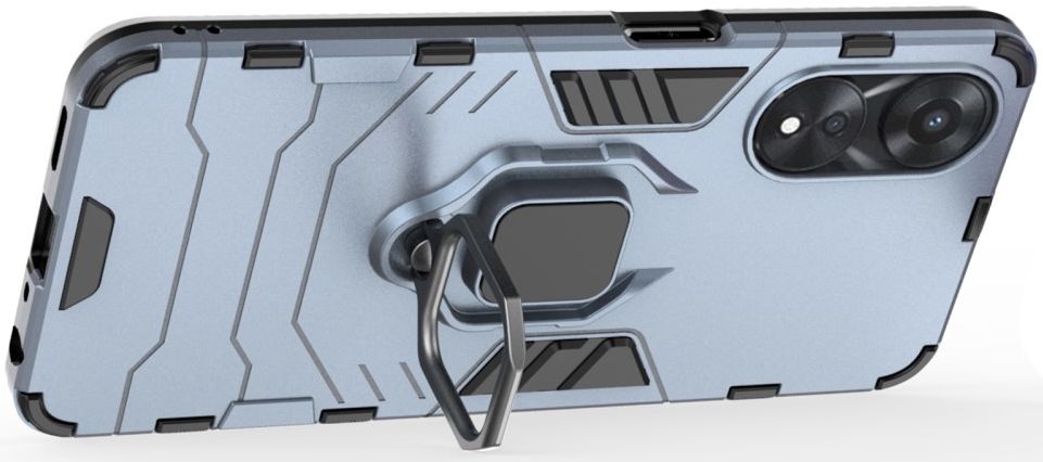 Oppo A58 5G / A78 5G Hoesje met Magnetische Kickstand Ring Blauw afbeelding 2