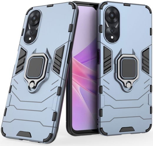 Oppo A58 5G / A78 5G Hoesje met Magnetische Kickstand Ring Blauw afbeelding 5