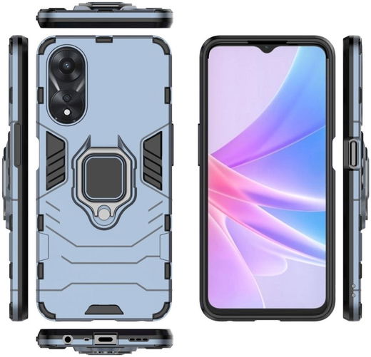 Oppo A58 5G / A78 5G Hoesje met Magnetische Kickstand Ring Blauw afbeelding 6