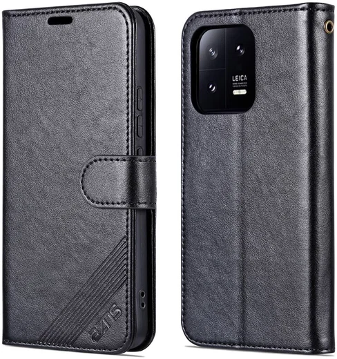 AZNS Xiaomi 13 Pro Hoesje Wallet Book Case Kunstleer Zwart afbeelding 2