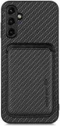 Samsung Galaxy A54 Carbon Hoesje met Magnetische Kaarthouder Zwart afbeelding