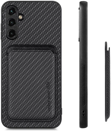 Samsung Galaxy A54 Carbon Hoesje met Magnetische Kaarthouder Zwart afbeelding 6