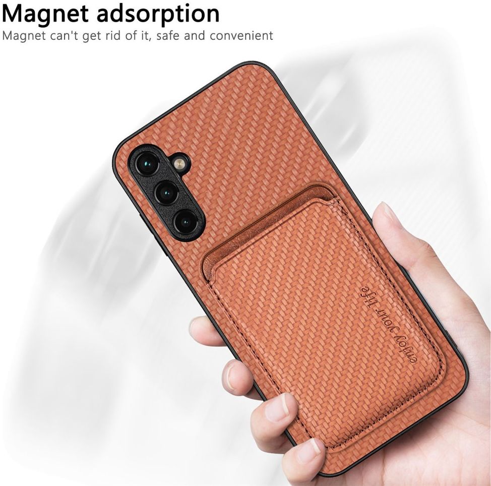 Samsung Galaxy A54 Carbon Hoesje met Magnetische Kaarthouder Zwart afbeelding 7