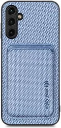 Samsung Galaxy A54 Carbon Hoesje met Magnetische Kaarthouder Blauw afbeelding