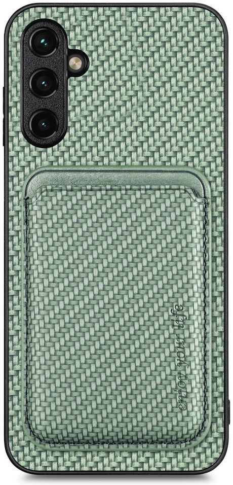 Samsung Galaxy A54 Carbon Hoesje met Magnetische Kaarthouder Groen afbeelding 1