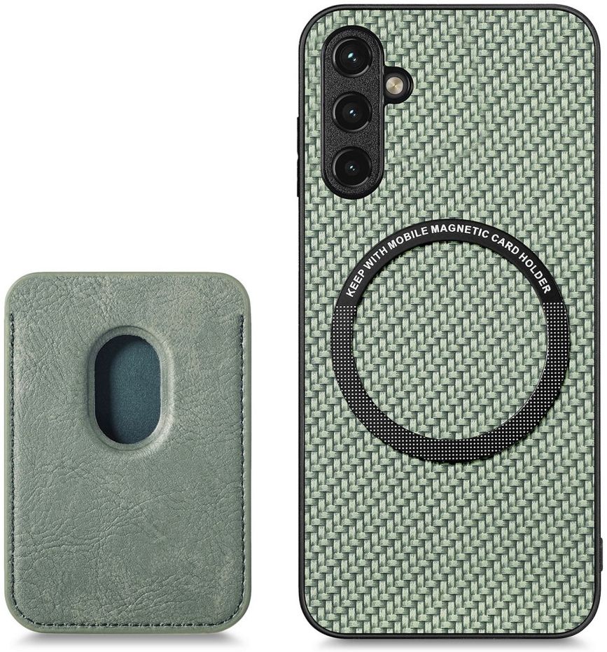 Samsung Galaxy A54 Carbon Hoesje met Magnetische Kaarthouder Groen afbeelding 4