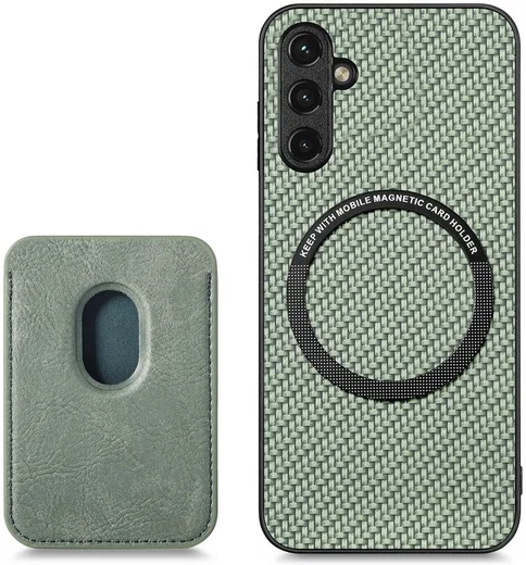 Samsung Galaxy A54 Carbon Hoesje met Magnetische Kaarthouder Groen afbeelding 4