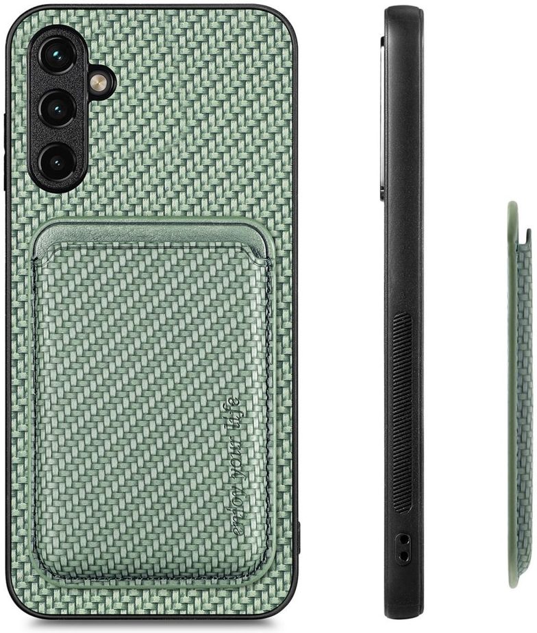 Samsung Galaxy A54 Carbon Hoesje met Magnetische Kaarthouder Groen afbeelding 5