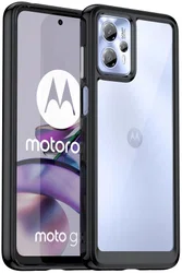 Motorola Moto G13 / G23 Hoesje Acryl Back Cover Transparant Zwart afbeelding