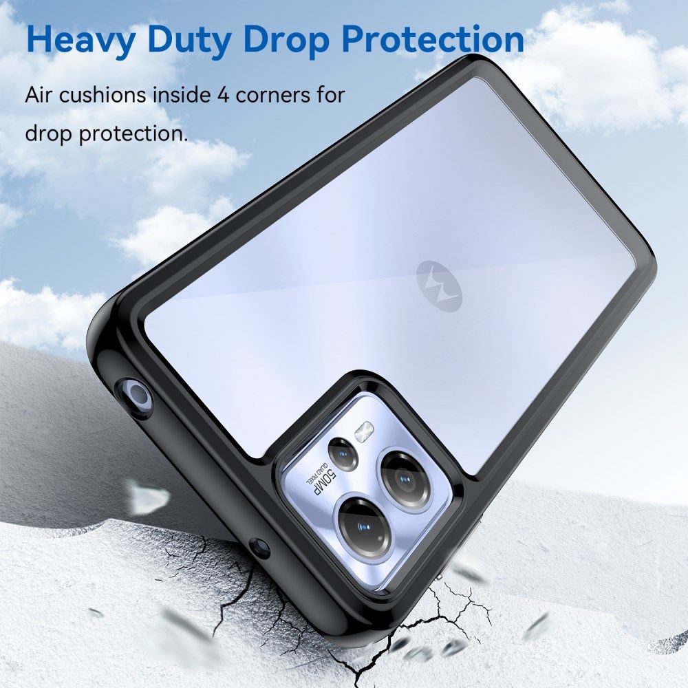 Motorola Moto G13 / G23 Hoesje Acryl Back Cover Transparant Zwart afbeelding 3