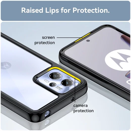 Motorola Moto G13 / G23 Hoesje Acryl Back Cover Transparant Zwart afbeelding 6