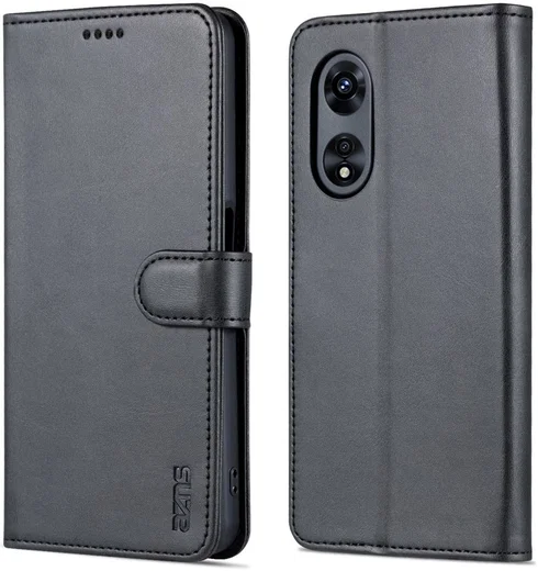 AZNS Oppo A58 5G / A78 Hoesje Portemonnee Book Case Kunstleer Zwart afbeelding 2