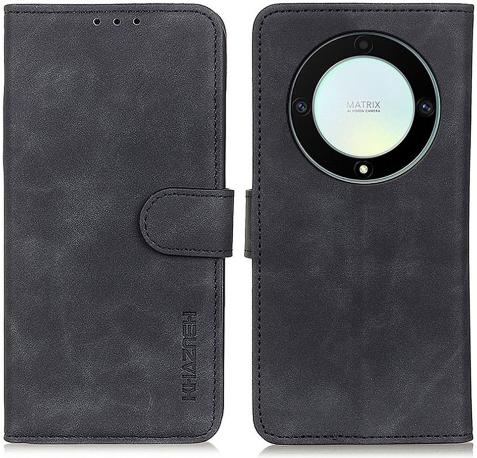 KHAZNEH Honor Magic5 Lite Hoesje Retro Wallet Book Case Zwart afbeelding 2
