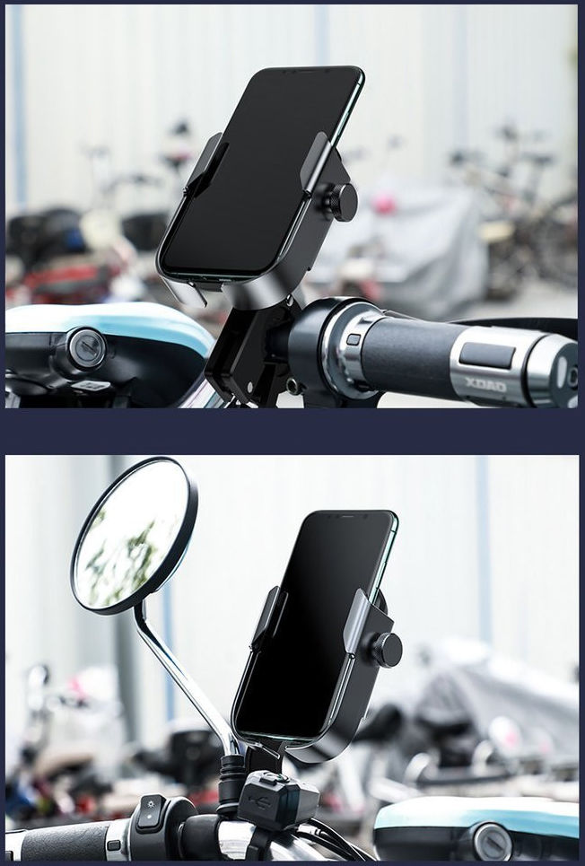 Baseus Armor Verstelbare Motor/Fiets Stuur/Spiegel Smartphone Houder Zwart afbeelding 14