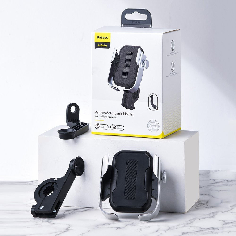 Baseus Armor Verstelbare Motor/Fiets Stuur/Spiegel Smartphone Houder Zwart afbeelding 23