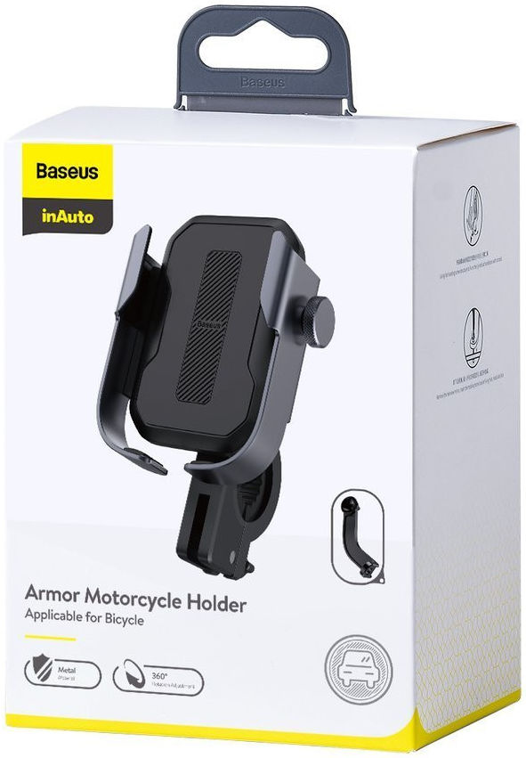 Baseus Armor Verstelbare Motor/Fiets Stuur/Spiegel Smartphone Houder Zwart afbeelding 24