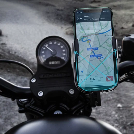 Baseus Armor Verstelbare Motor/Fiets Stuur/Spiegel Smartphone Houder Zwart afbeelding 9