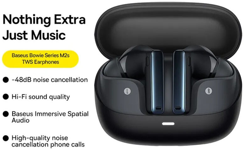 Baseus Bowie M2s Draadloze Bluetooth Oordopjes Noise Cancelling Zwart afbeelding 2