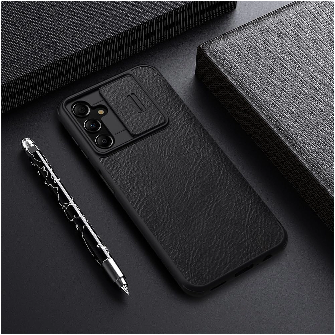 Nillkin Qin Pro Samsung Galaxy A14 Hoesje met Camera Slider Zwart afbeelding 5