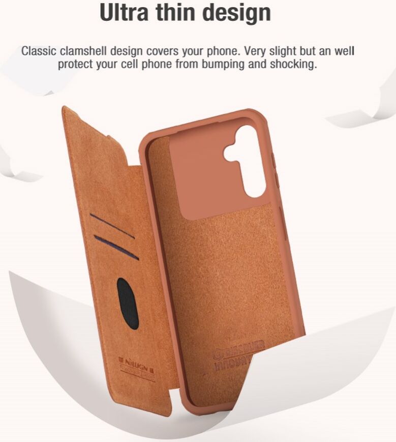 Nillkin Qin Pro Samsung Galaxy A14 Hoesje met Camera Slider Bruin afbeelding 6