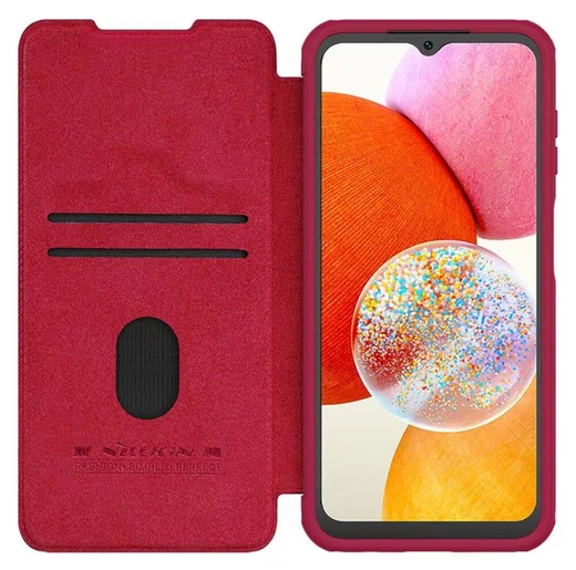 Nillkin Qin Pro Samsung Galaxy A14 Hoesje met Camera Slider Rood afbeelding 1