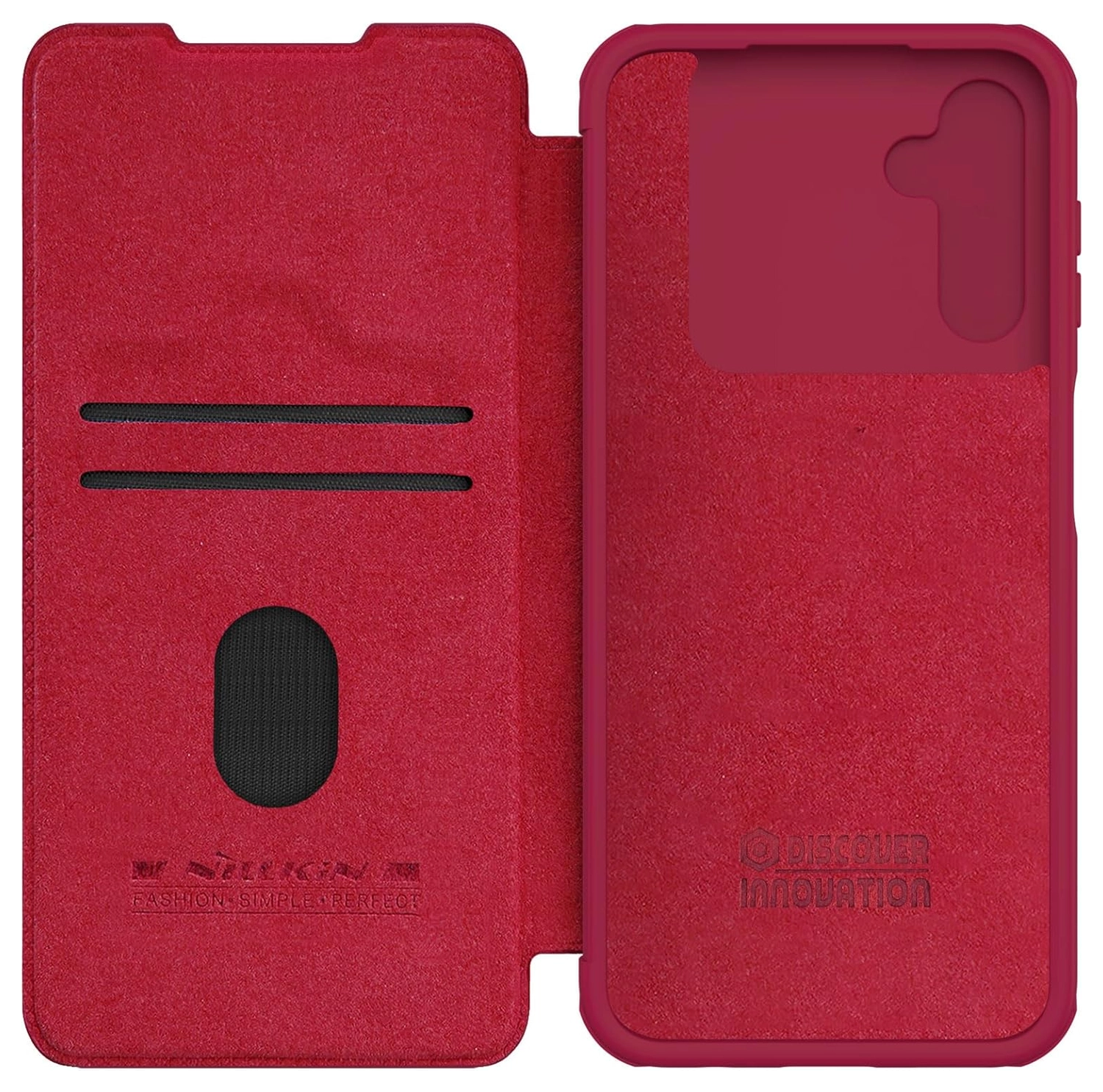 Nillkin Qin Pro Samsung Galaxy A14 Hoesje met Camera Slider Rood afbeelding 6