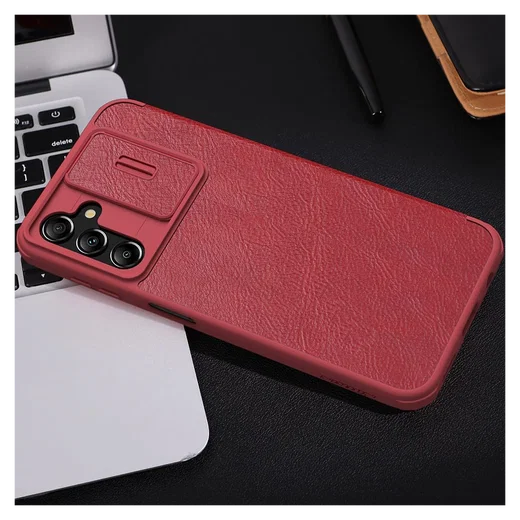 Nillkin Qin Pro Samsung Galaxy A14 Hoesje met Camera Slider Rood afbeelding 7