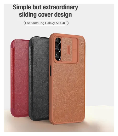 Nillkin Qin Pro Samsung Galaxy A14 Hoesje met Camera Slider Rood afbeelding 8