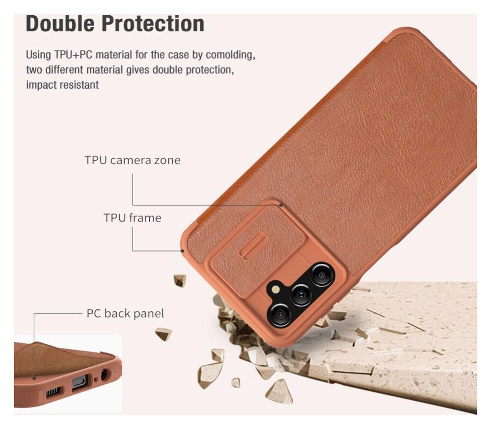 Nillkin Qin Pro Samsung Galaxy A14 Hoesje met Camera Slider Rood afbeelding 9