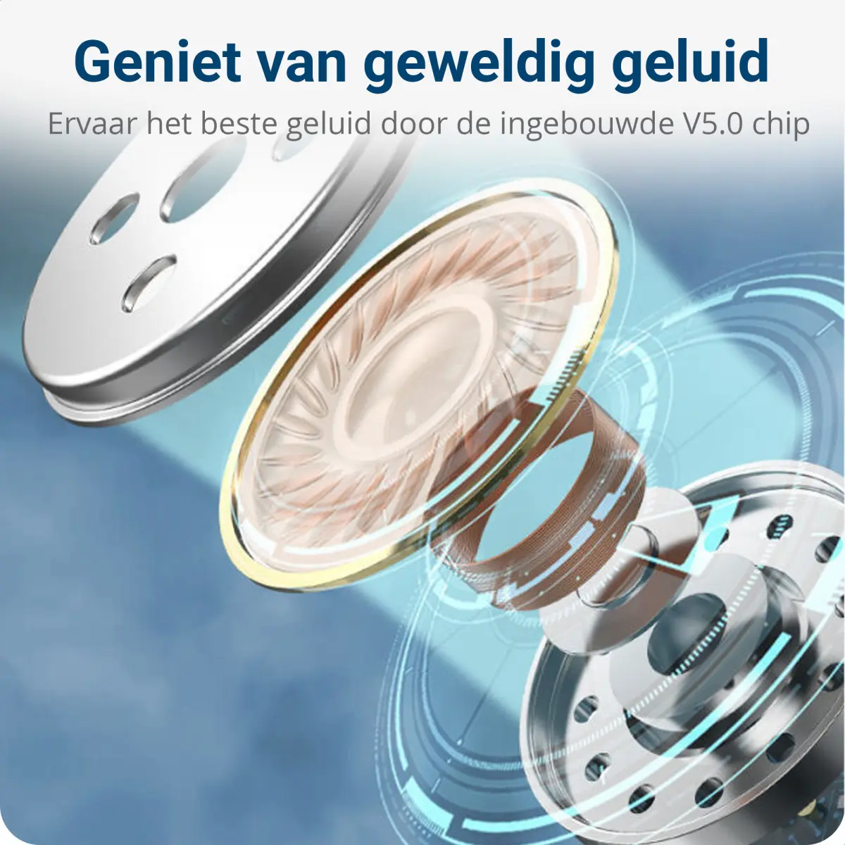 Bluetooth Earhook MicroSD Draadloze Oordopjes - Blauw afbeelding 3