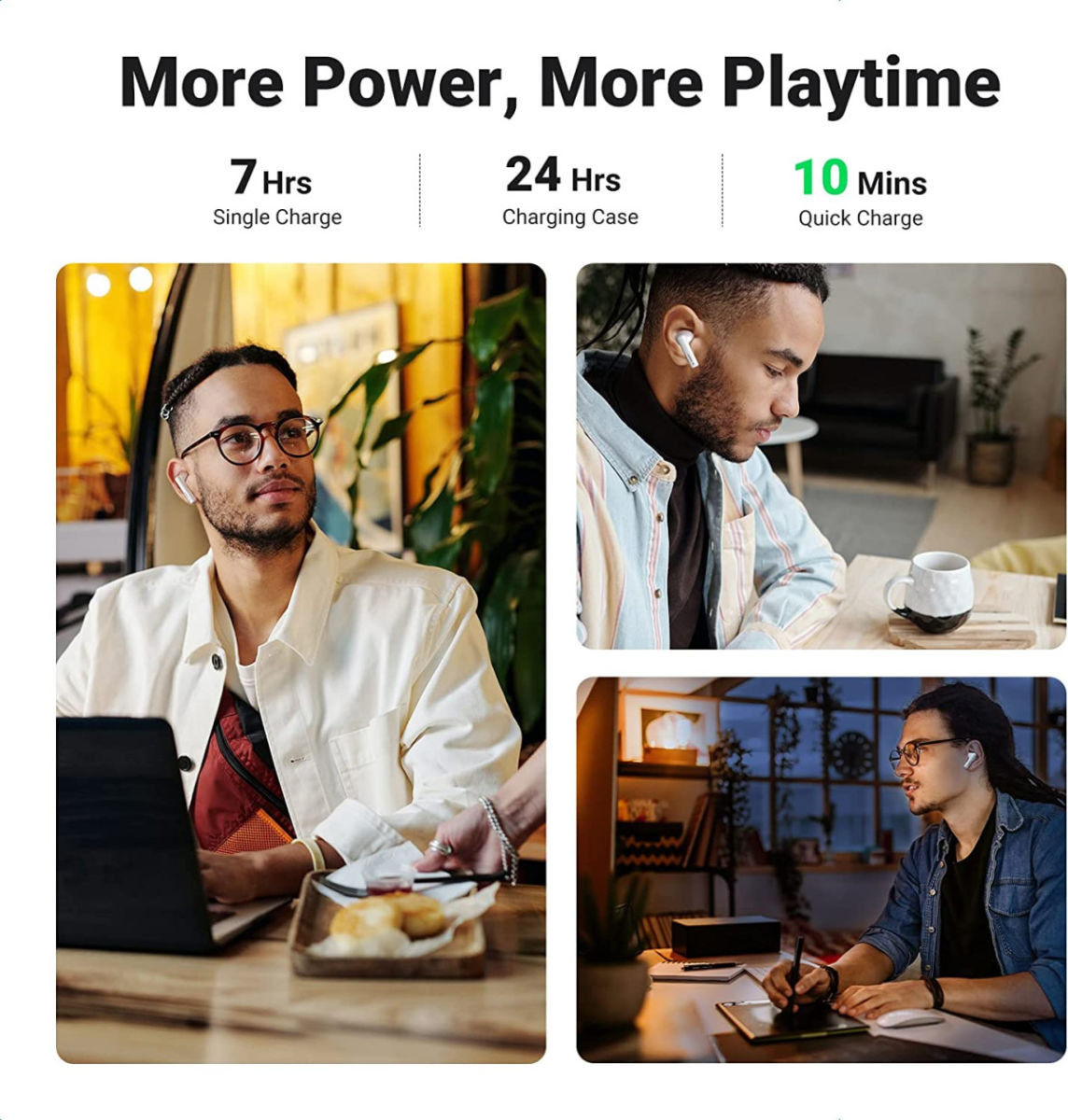 UGREEN HiTune T3 Draadloze Bluetooth Earphones Noise Cancelling Zwart afbeelding 7