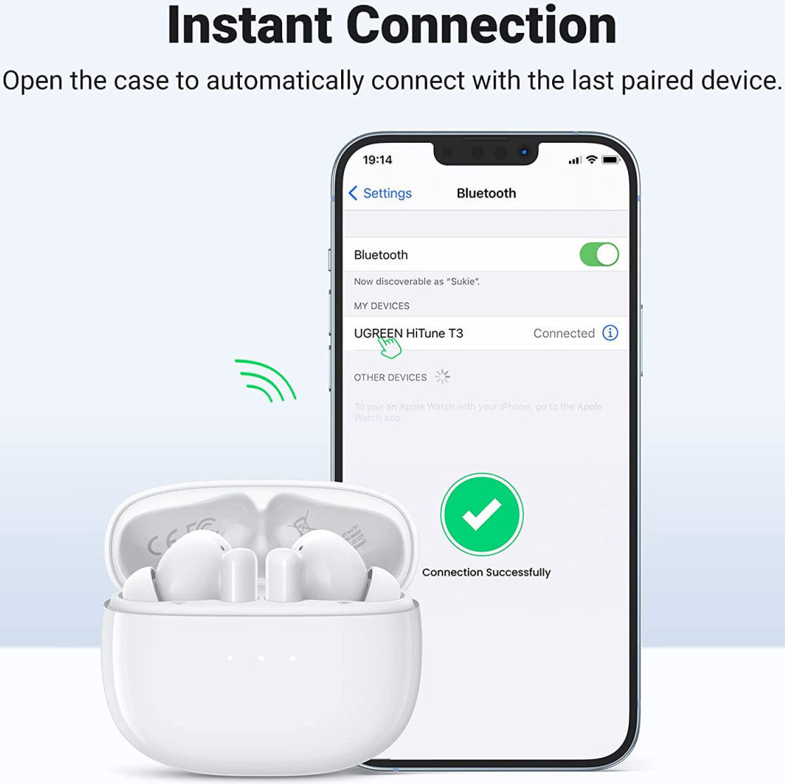 UGREEN HiTune T3 Draadloze Bluetooth Earphones Noise Cancelling Zwart afbeelding 9