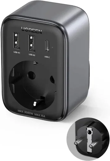 UGREEN Smart Plug Stekkeradapter 30W Oplader met USB/USB-C en AC afbeelding 1