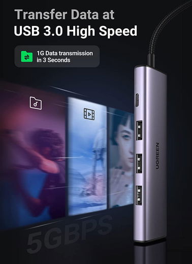 UGREEN Hub Adapter USB naar 4x USB en USB-C voor Laptop/MacBook afbeelding 2