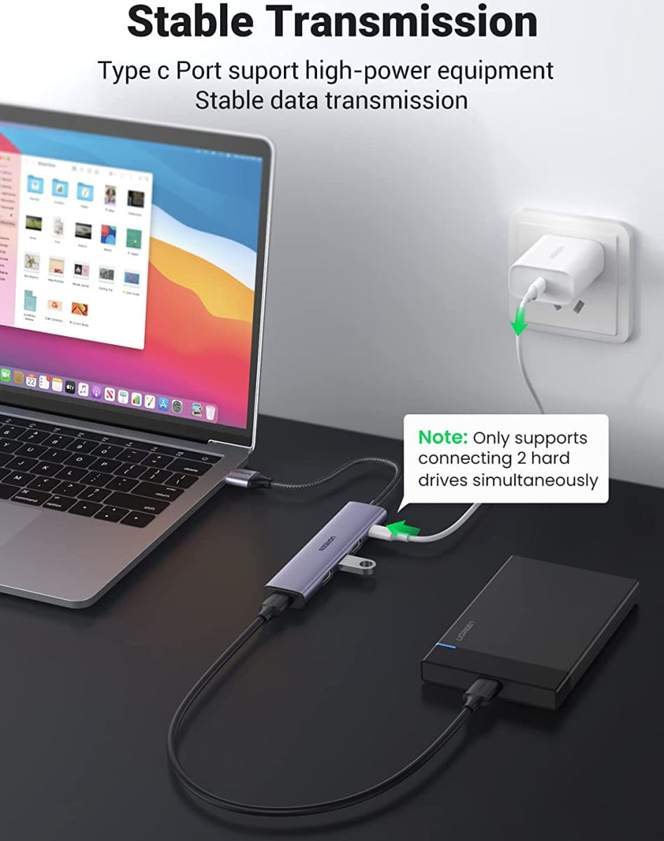 UGREEN Hub Adapter USB naar 4x USB en USB-C voor Laptop/MacBook afbeelding 6
