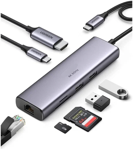 UGREEN 7-in-1 USB-C HUB met HDMI/USB/Ethernet/HDMI/USB-C/Kaartlezer afbeelding 1
