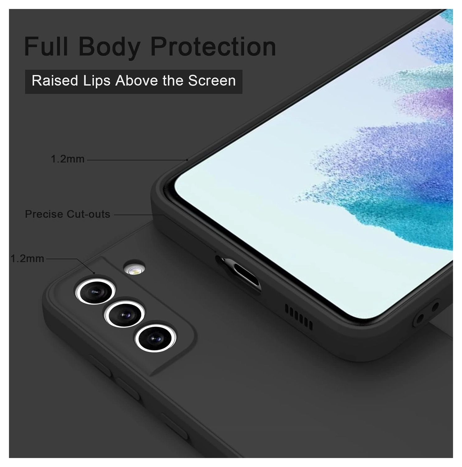 Samsung Galaxy S21 Hoesje Dun TPU Matte Back Cover Zwart afbeelding 2