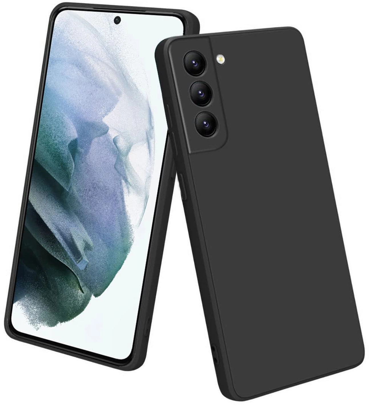 Samsung Galaxy S21 FE Hoesje Dun TPU Matte Back Cover Zwart afbeelding 1