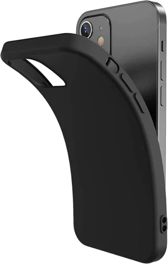 Apple iPhone 13 Hoesje Dun TPU Matte Back Cover Zwart afbeelding 2