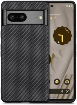 Google Pixel 7a Hoesje Carbon Fiber Back Cover Zwart