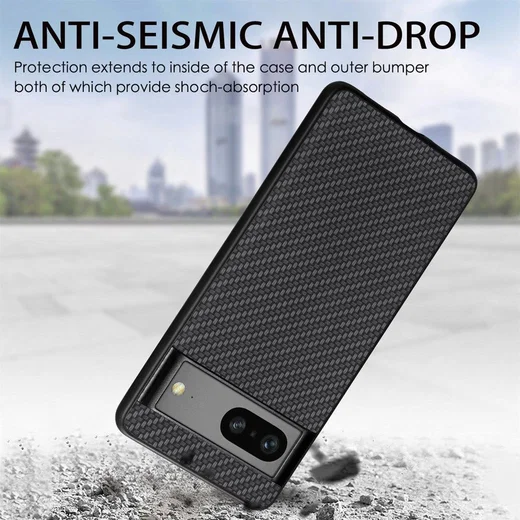 Google Pixel 7a Hoesje Carbon Fiber Back Cover Zwart afbeelding 3
