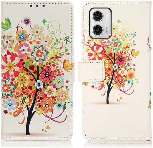 Motorola Moto G73 Hoesje Portemonnee Book Case Boom Print afbeelding 3