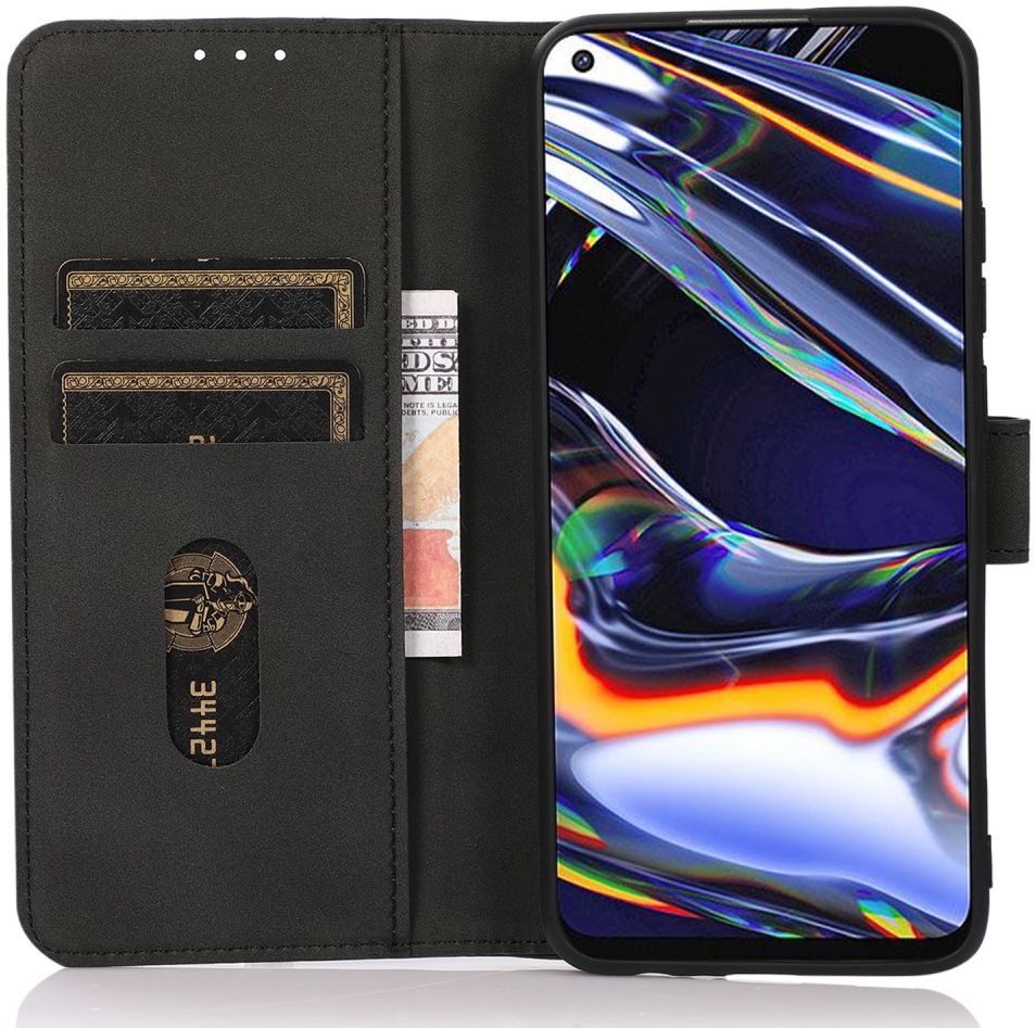 KHAZNEH Motorola Moto G73 Hoesje Retro Wallet Book Case Zwart afbeelding 1