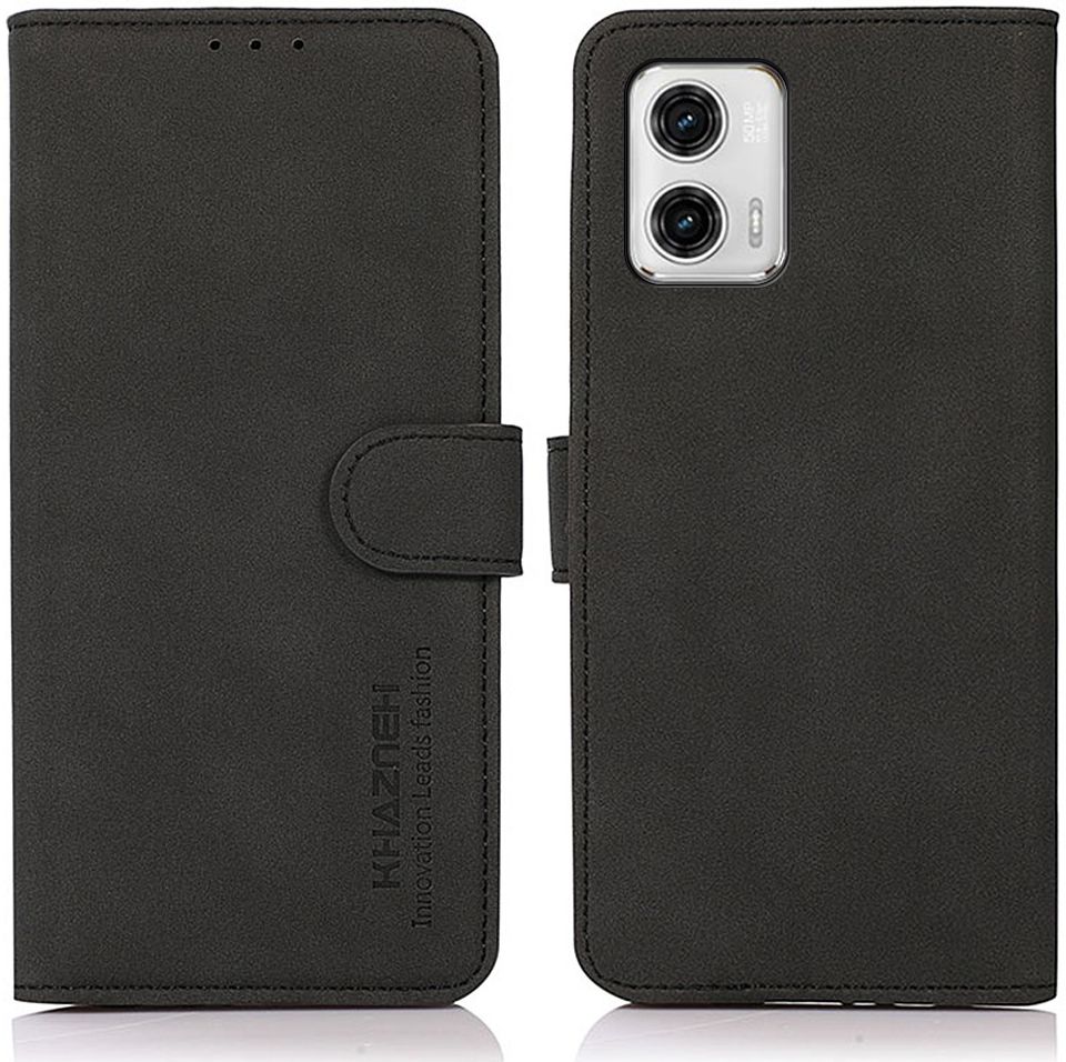 KHAZNEH Motorola Moto G73 Hoesje Retro Wallet Book Case Zwart afbeelding 3