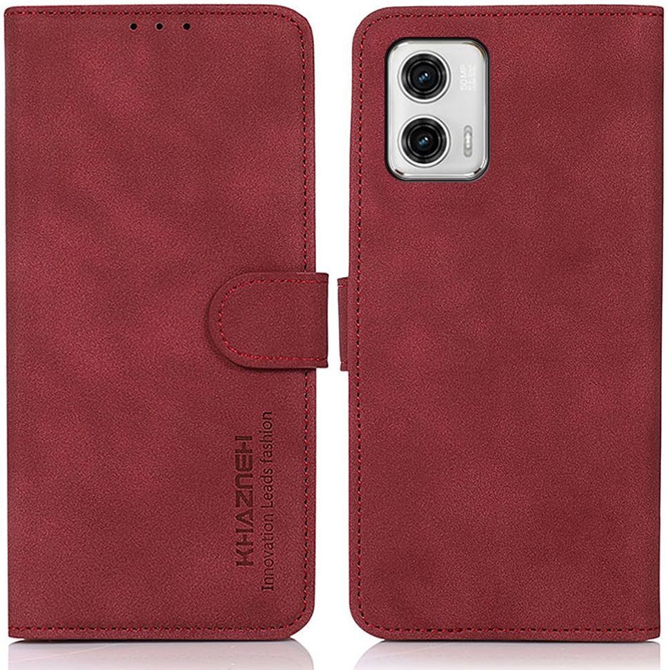 KHAZNEH Motorola Moto G73 Hoesje Retro Wallet Book Case Rood afbeelding 3