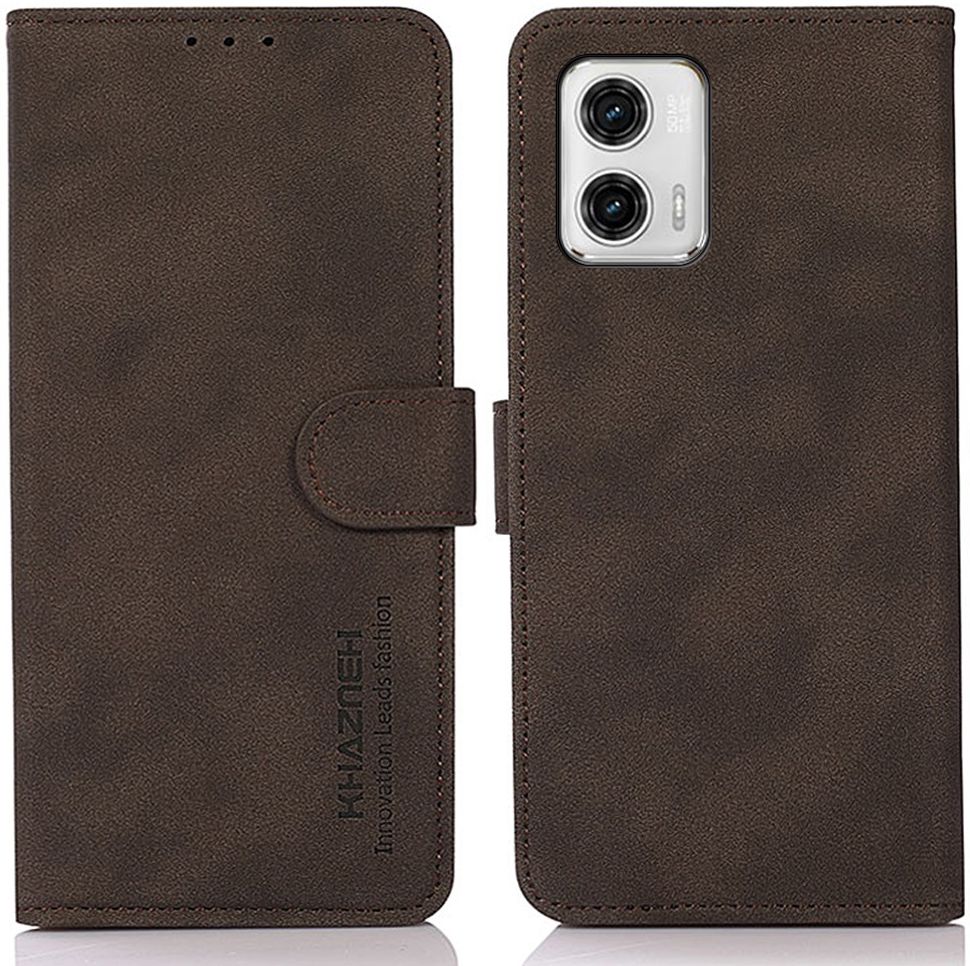 KHAZNEH Motorola Moto G73 Hoesje Retro Wallet Book Case Bruin afbeelding 3