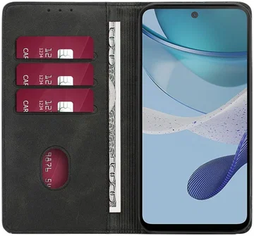 Motorola Moto G73 Hoesje Wallet Book Case Kunstleer Zwart